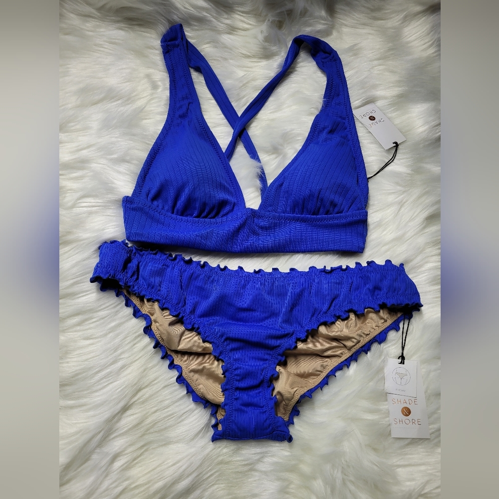 Shade & Shore Royal Blue Bikini with Crisscross Back